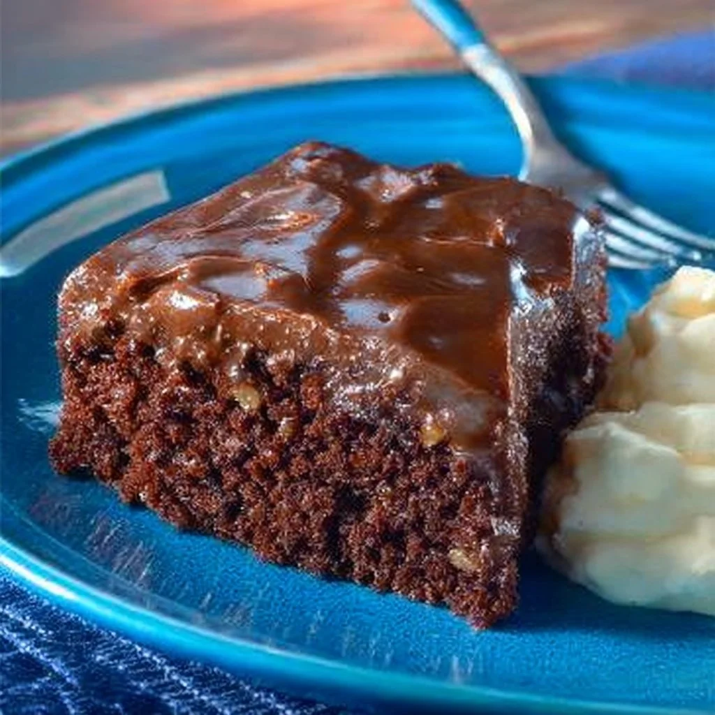 Delicious slice of Mexican Chocolate Cake with rich chocolate and spices