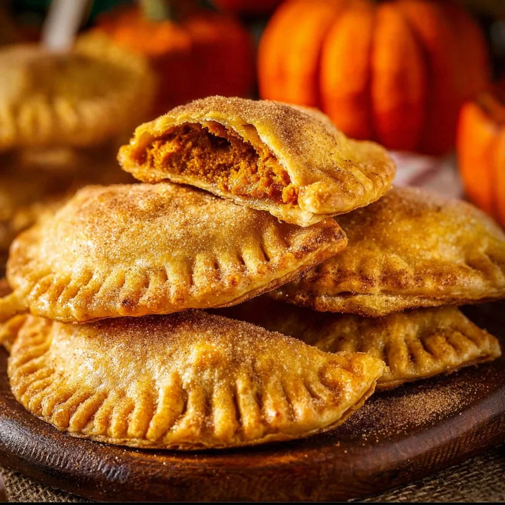 Mexican pumpkin turnovers baked to perfection, filled with spiced pumpkin filling.