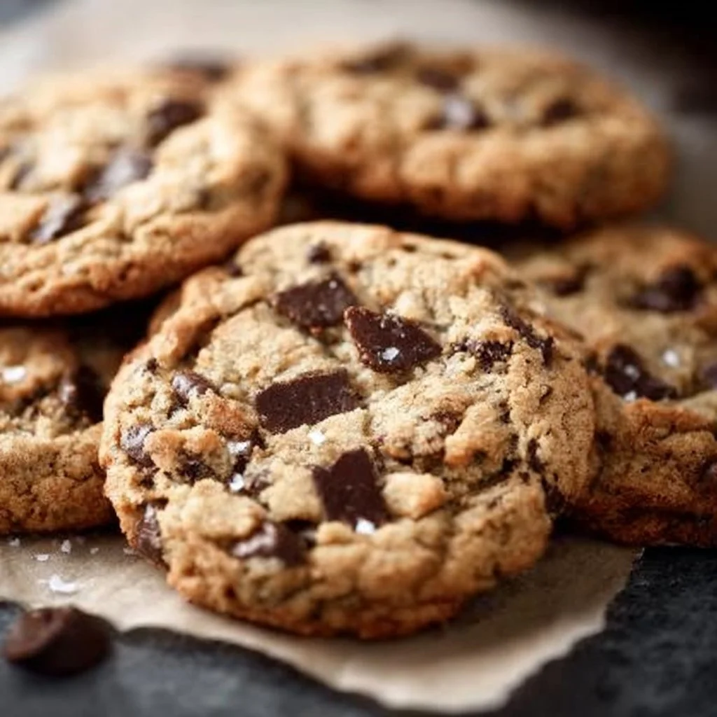 Freshly baked Neiman Marcus chocolate chip cookies on a cooling rack
