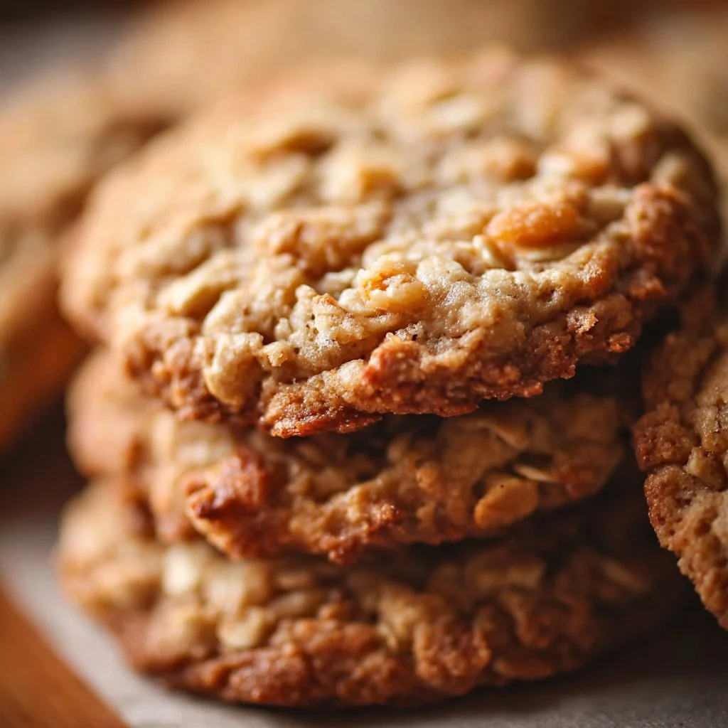 Baked oatmeal butterscotch cookies, golden brown and chewy, on a cooling rack.