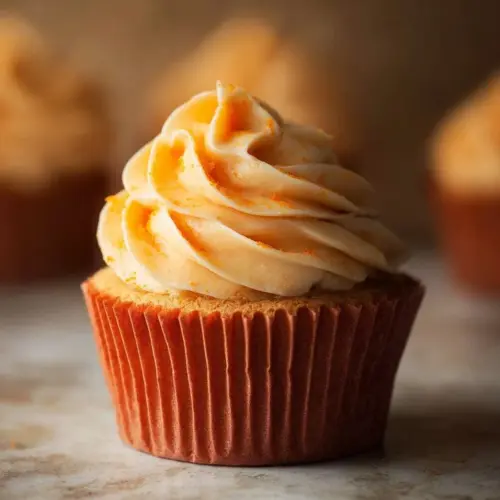 Delicious orange buttercream frosting on a cake, perfect for any celebration.