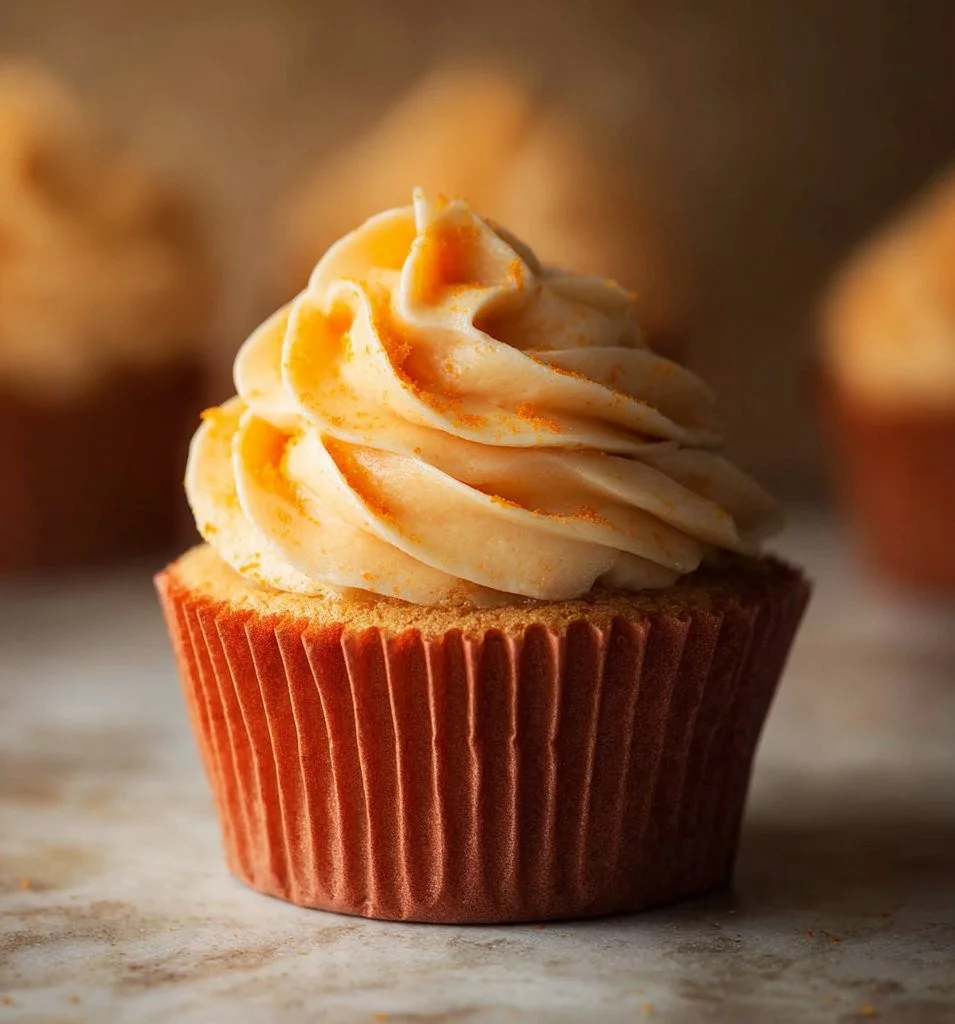 Delicious orange buttercream frosting on a cake, perfect for any celebration.