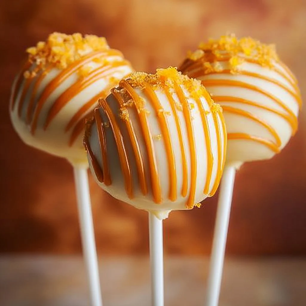 Delicious Orange Cream Cake Pops arranged on a decorative plate