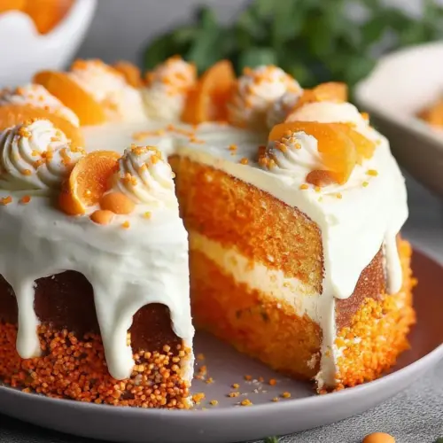 Delicious Orange Crush Cake topped with orange slices and frosting
