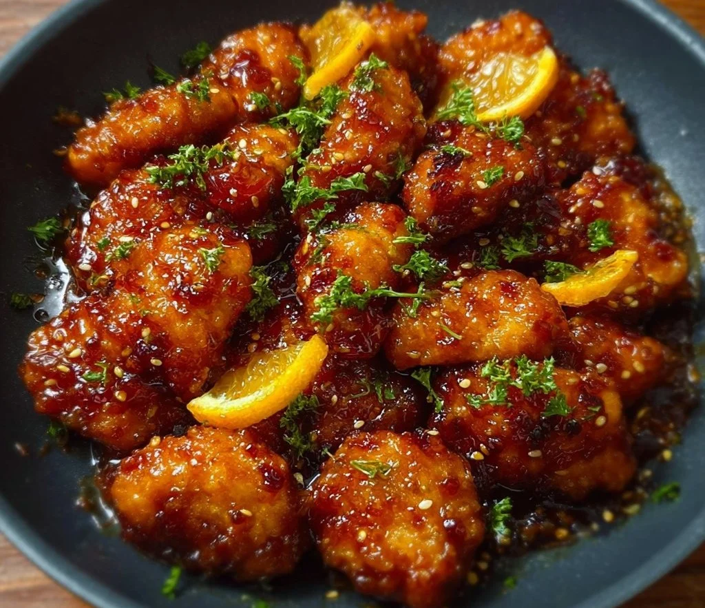 Delicious Orange Marmalade Chicken garnished with herbs and served on a plate