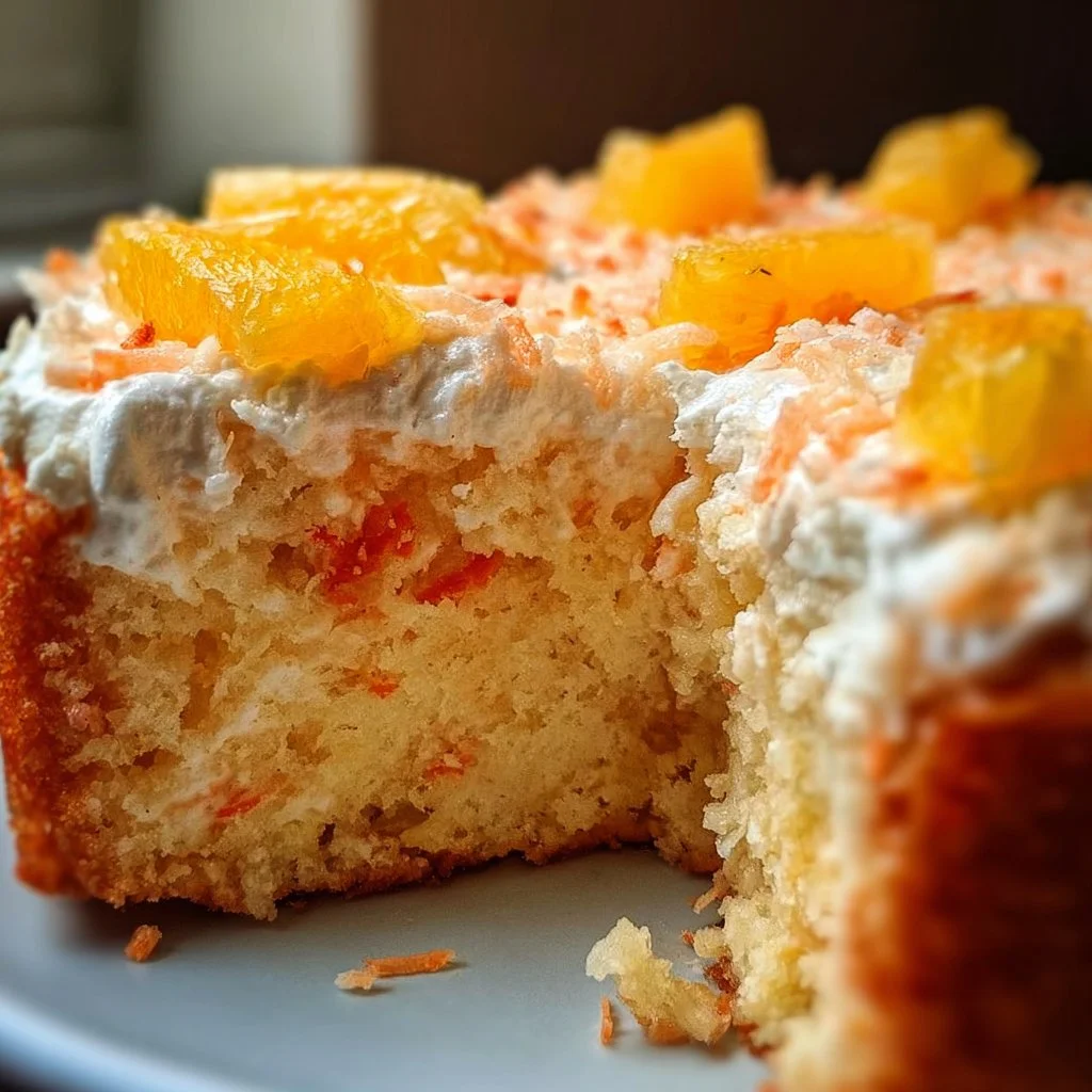 Delicious Orange Pineapple Cake with vibrant citrus frosting