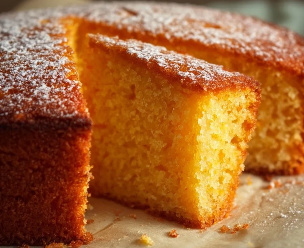 Delicious orange sponge cake topped with citrus glaze