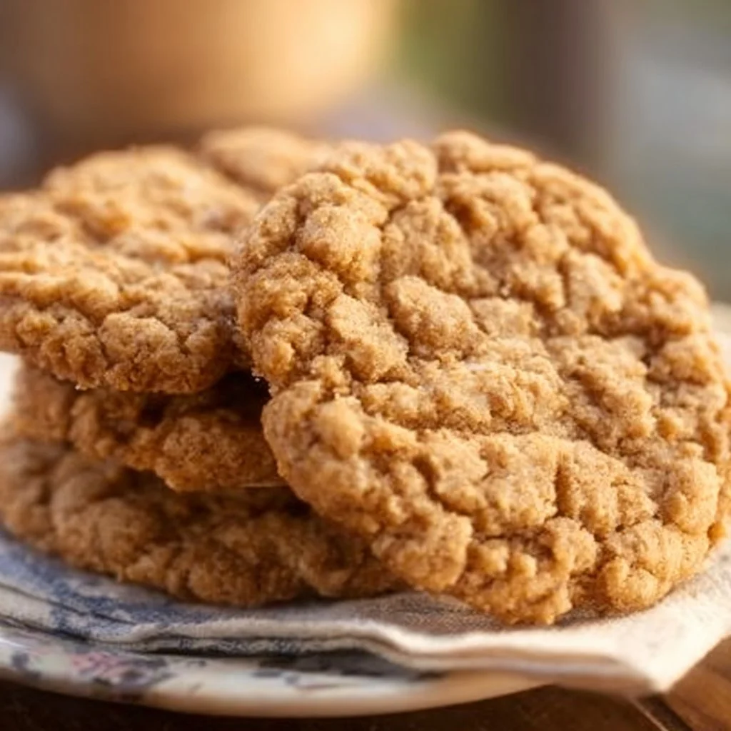 Delicious homemade peanut butter oatmeal cookies on a plate