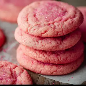 Delicious pink sugar cookies decorated with sprinkles on a white plate
