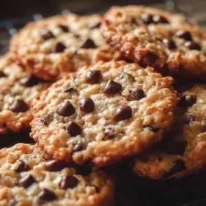 Delicious Rice Krispie Chocolate Chip Cookies stacked on a plate