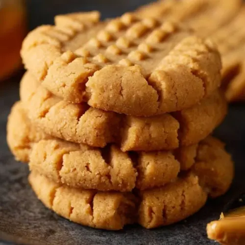 Freshly baked soft peanut butter cookies on a cooling rack