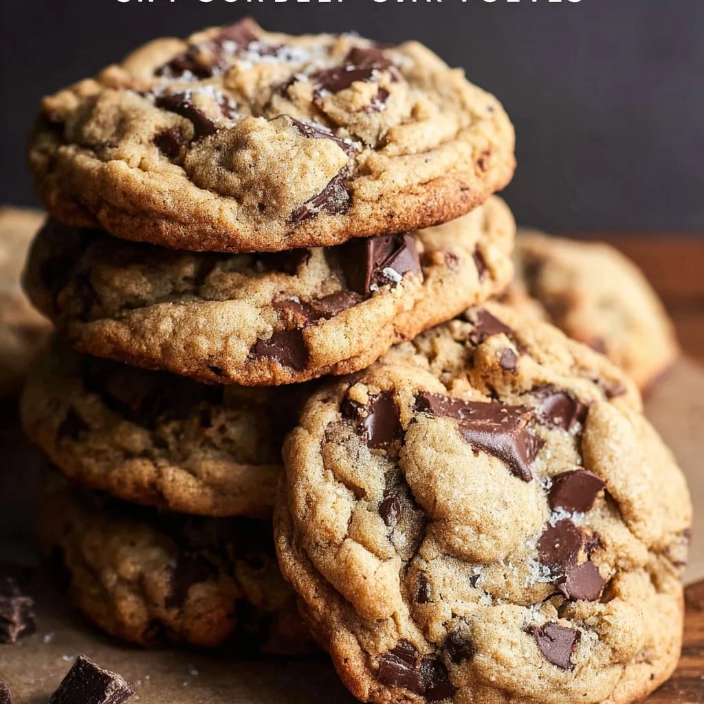 Batch of super chunky chocolate chip cookies fresh from the oven.