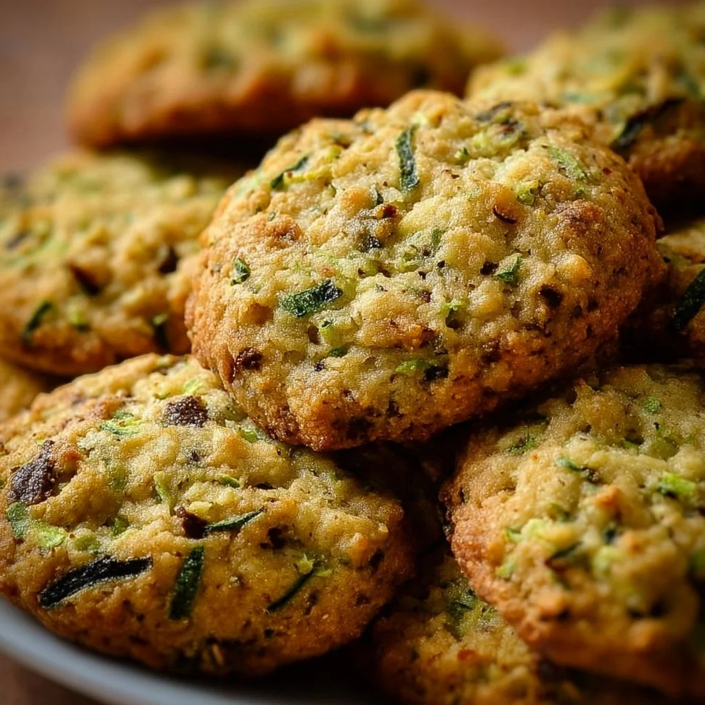 Freshly baked zucchini cookies on a plate