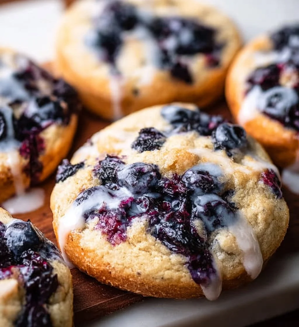 Delicious blueberry muffin cookies with a mouthwatering blueberry topping