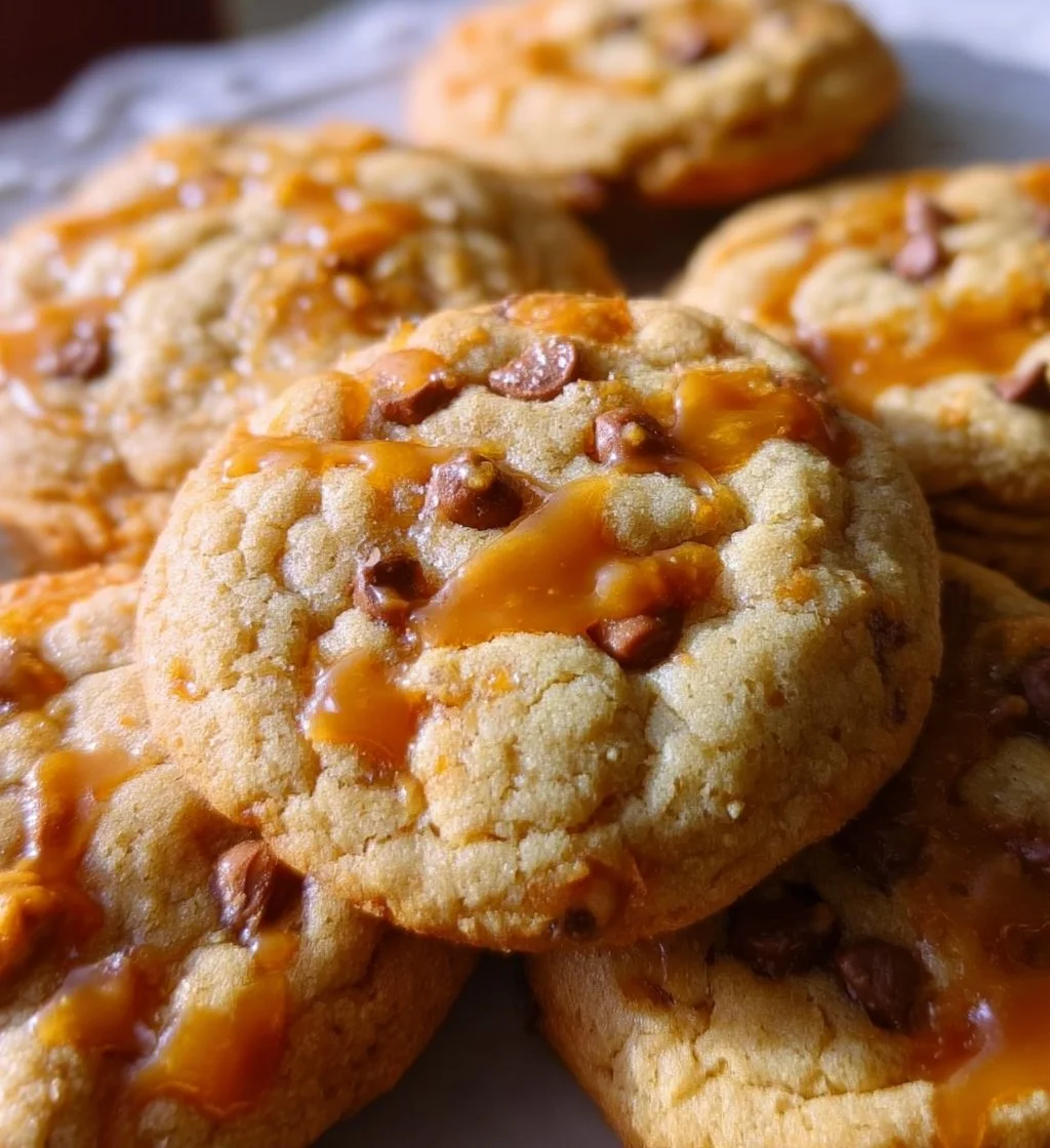 Freshly baked butterscotch cookies with a golden brown finish, served warm.