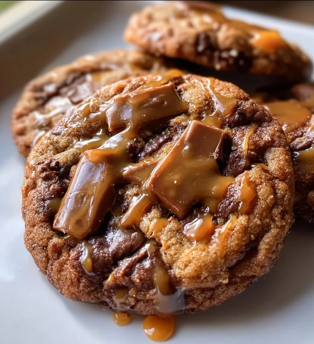 Freshly baked coffee toffee cookies topped with toffee bits.