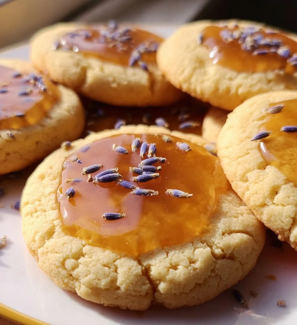 Lemon Lavender Cookies on a decorative plate