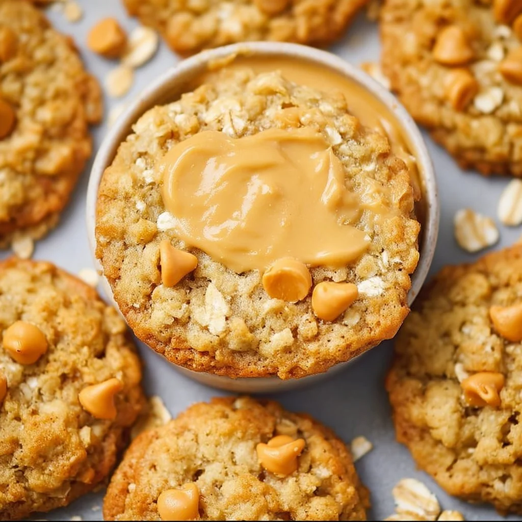 Homemade Oatmeal Scotchies cookies with oats and butterscotch chips