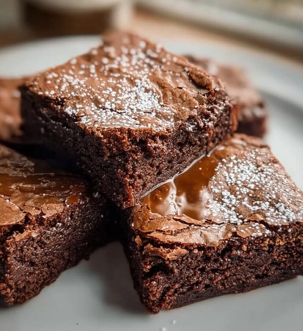 Decadent Bailey's Irish cream brownies topped with chocolate