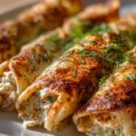 Dill pickle ranch chicken taquitos served on a plate