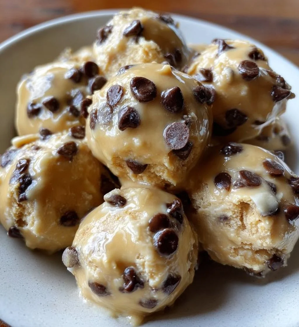 Frozen Greek yogurt peanut butter bites with chocolate chips